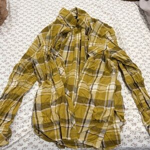 Sonoma Mustard and Cream Plaid Shirt